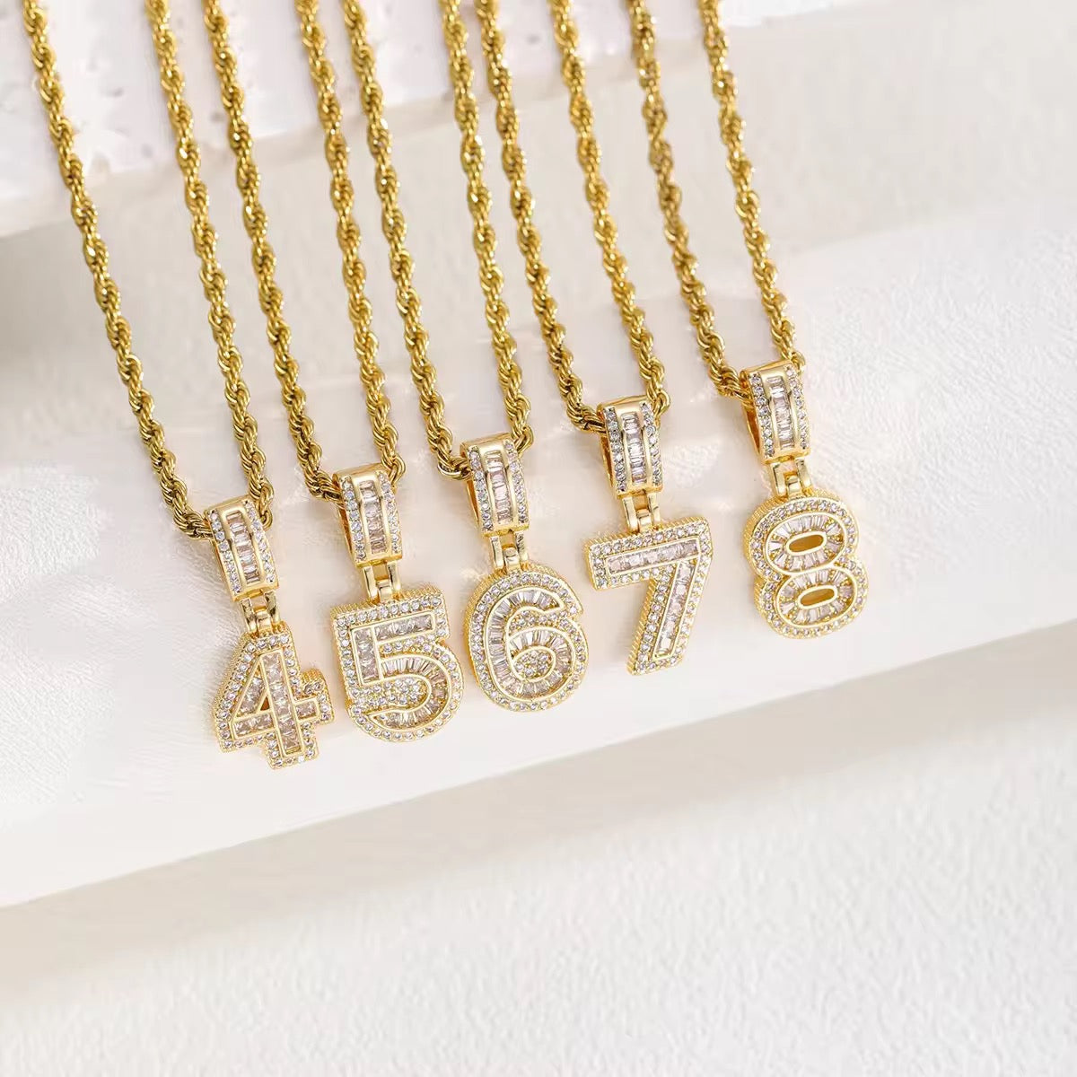 ⤷ICE NUMBER PENDANT NECKLACE ᯽