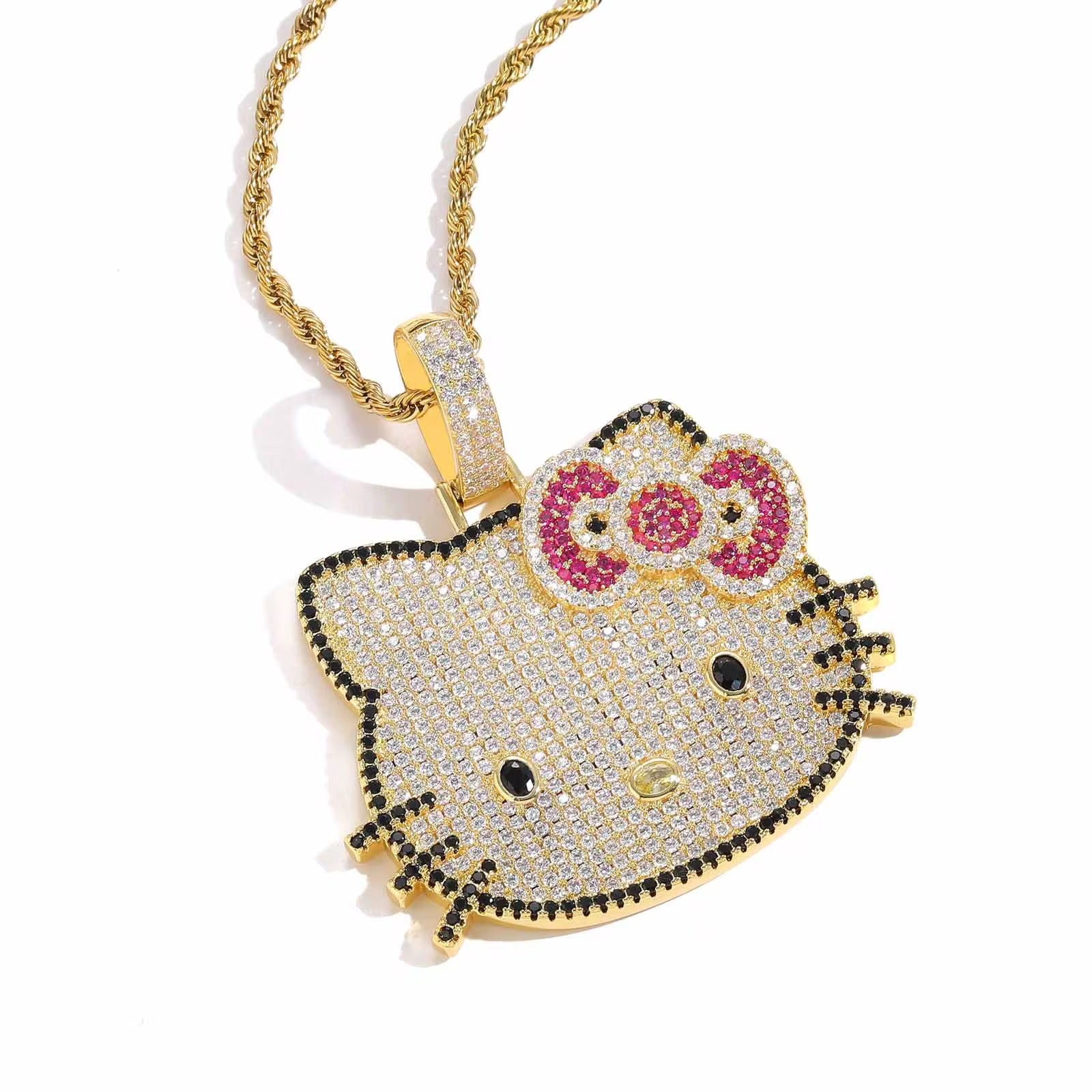 ⤷ICED KITTY PENDANT NECKLACE ᯽